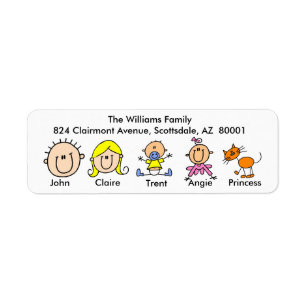 Family With Cat Address Labels
