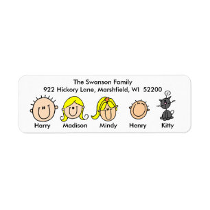 Family With Cat Address Labels