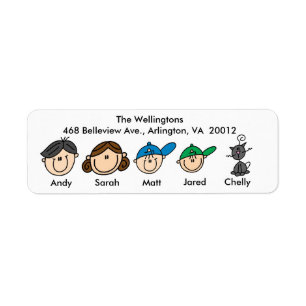 Family With Cat Address Labels