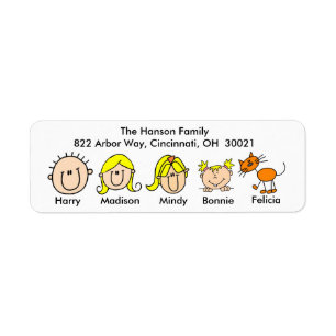 Family With Cat Address Labels