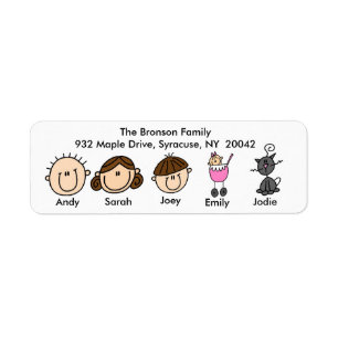 Family With Cat Address Labels
