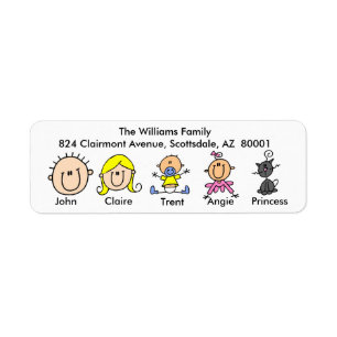 Family With Cat Address Labels