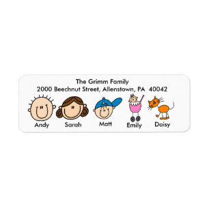 Family With Cat Address Labels