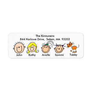Family With Cat Address Labels