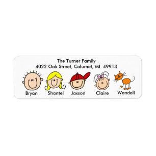 Family With Cat Address Labels