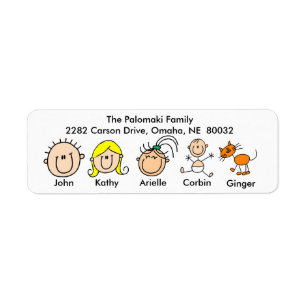 Family With Cat Address Labels