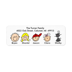 Family With Cat Address Labels