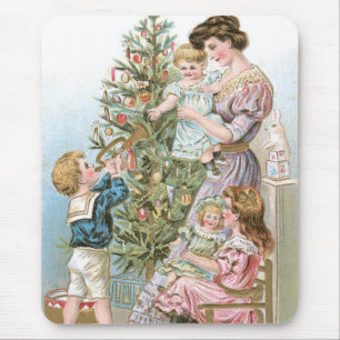 Family with Christmas Tree Mouse Pad