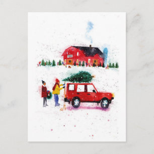 Family with Christmas Tree Part 2 Holiday Postcard