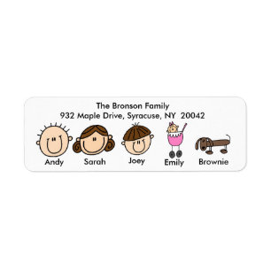 Family With Dog Address Labels