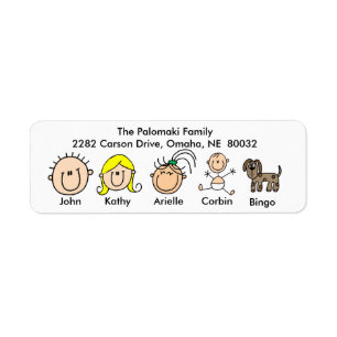 Family With Dog Address Labels