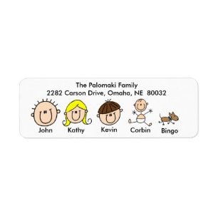 Family With Dog Address Labels