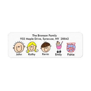 Family With Fish Address Labels