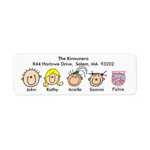 Family With Fish Address Labels