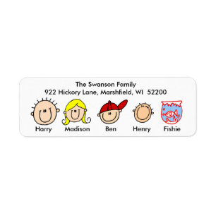 Family With Fish Address Labels