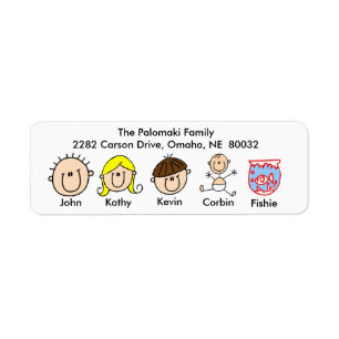 Family With Fish Address Labels