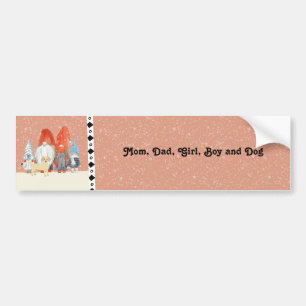 Family with Mum Dad Boy Girl and Dog Bumper Sticker