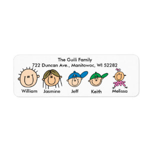 Family With Three Kids Address Labels