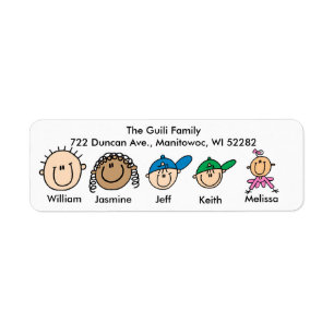 Family With Three Kids Address Labels