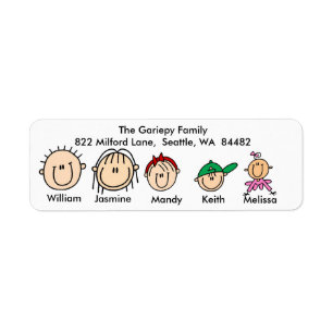Family With Three Kids Address Labels