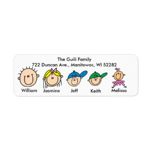 Family With Three Kids Address Labels