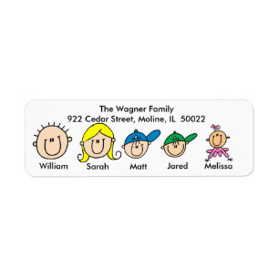 Family With Three Kids Address Labels