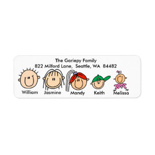 Family With Three Kids Address Labels