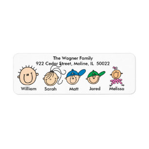 Family With Three Kids Address Labels