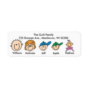 Family With Three Kids Address Labels
