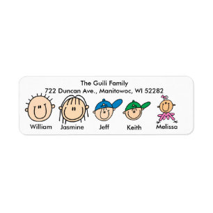Family With Three Kids Address Labels