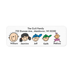 Family With Three Kids Address Labels