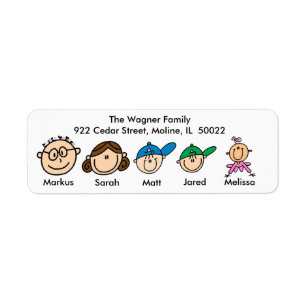 Family With Three Kids Address Labels