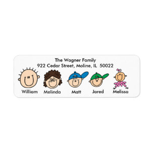 Family With Three Kids Address Labels