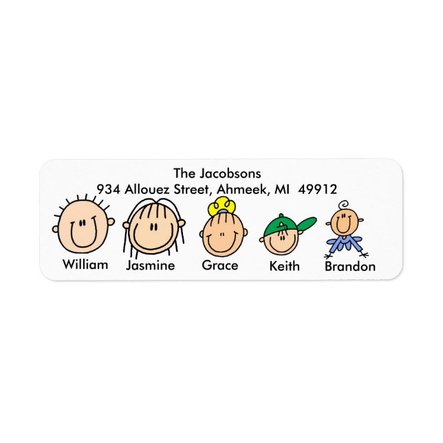 Family With Three Kids Address Labels (Front)