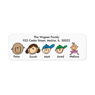 Family With Three Kids Address Labels
