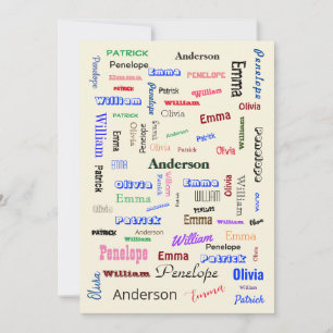 Family Word Cloud Fab Fun Personalised Script  Invitation