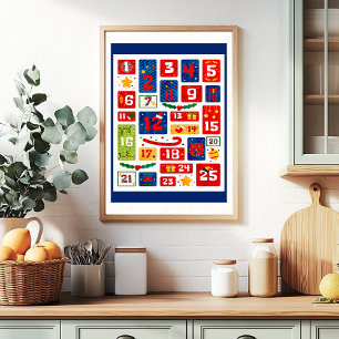Family Xmas Countdown Christmas Advent Calendar Poster