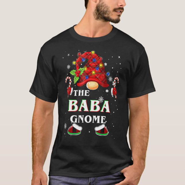 Family Xmas Pajama Baba Gnome Buffalo Plaid Matchi T-Shirt (Front)