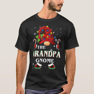 Family Xmas Pajama Grandpa Gnome Buffalo Plaid Mat T-Shirt