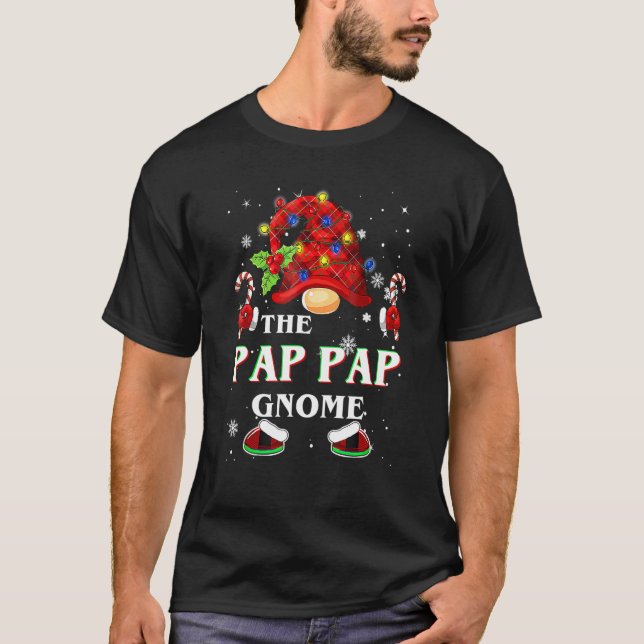 Family Xmas Pajama Pap Pap Gnome Buffalo Plaid Mat T-Shirt (Front)