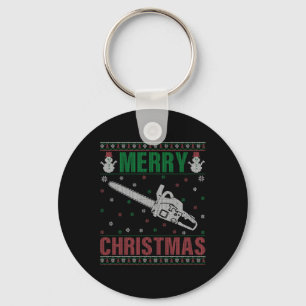 Family Xmas Pajamas Matching Chainsaw Ugly Christm Key Ring