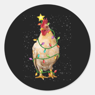 Family Xmas Season Christmas Lights Chicken Ugly S Classic Round Sticker