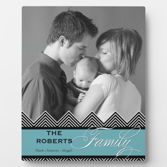 Family Zig Zag Chevron Modern Personalised Photo Plaque (Front)