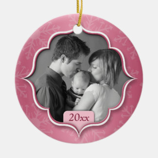 Family's 1st Christmas Pink Photo Ornament