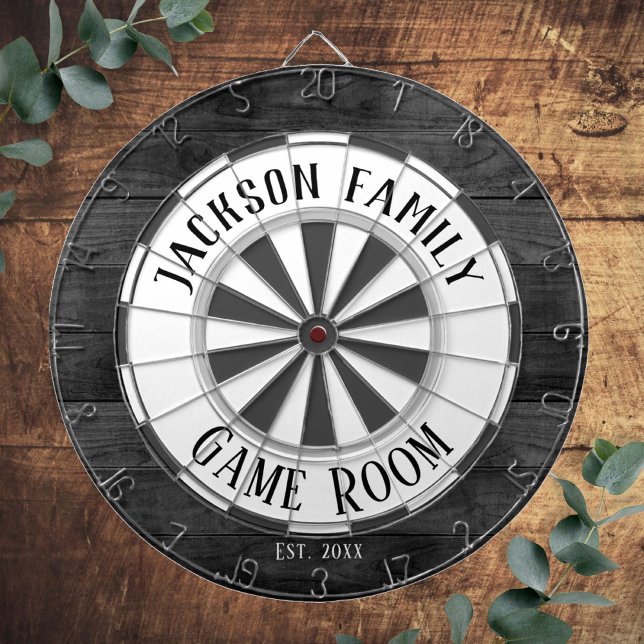 Famliy Name Game Room White faux wood Dartboard (Creator Uploaded)