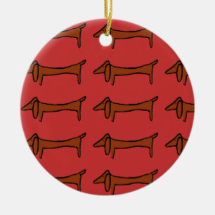 Famous Abstract Dachshund Ceramic Tree Decoration