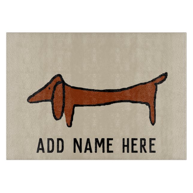 Famous Abstract Dachshund Personalise Cutting Board (Front)