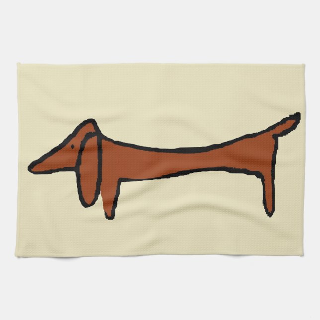 Famous Abstract Dachshund Tea Towel (Horizontal)