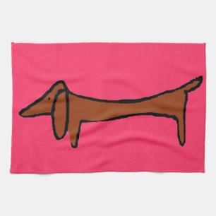 Famous Abstract Dachshund Tea Towel