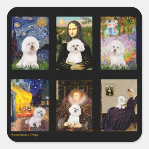 Famous Art Bichon Frise Composite Square Sticker